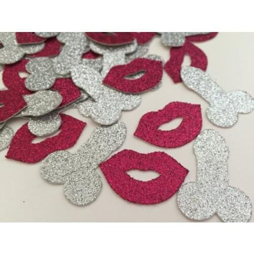 Glitter Penis &lips Bachelorette Party Penis Last Fling before the Ring Dirty Thirty Wedding Table scatters cards