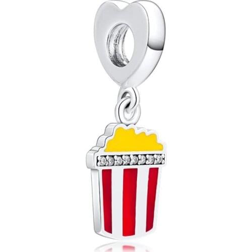 CKK 925 Sterling Silver Bead Delicious Popcorn Charms Beads for Jewelry Making Fit Pandora Bracelets DIY Accessories kralen