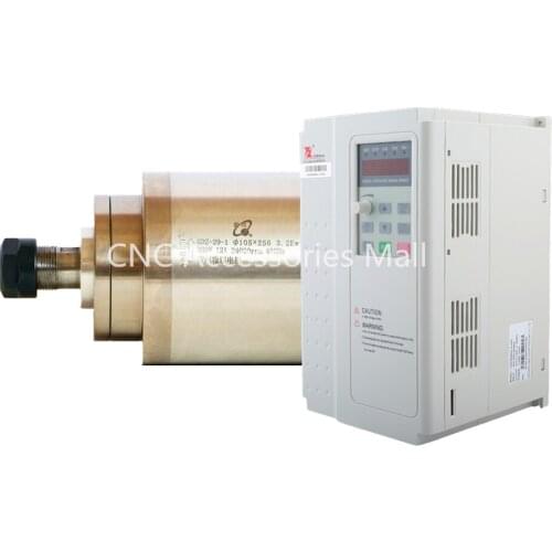 3.2kw ER20 D105mm water cooled spindle motor for cnc engraving machine AC220V/AC380V & 3.7kw VFD Inverter