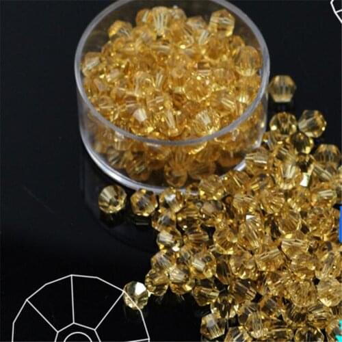 MHS.SUN 3/4/5/6/8mm Gold Champagne Bicone Crystal Beads Hand Craft 16 Faceted AAA Loose Crystal Beads For Jewelry Accessories