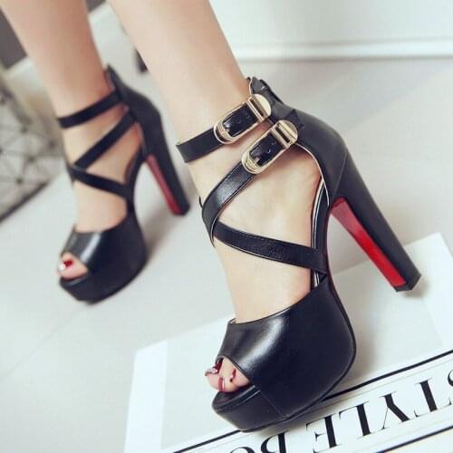 JETT DRAGON Summer Sandals Ladies Shoes Waterproof Platform Super High Heel Sandals Fashion Roman Style Fish Mouth Shoes Size 43