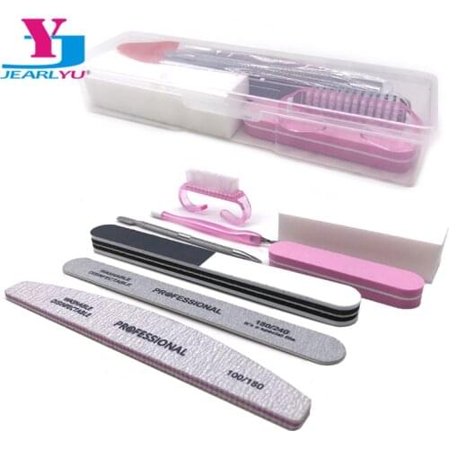 8Pcs/Set Nail Files Sanding Buffer Professional Accessories Manicure Pedicure Tools Cuticle Nipper Gel Nail Brush Makeup Kits