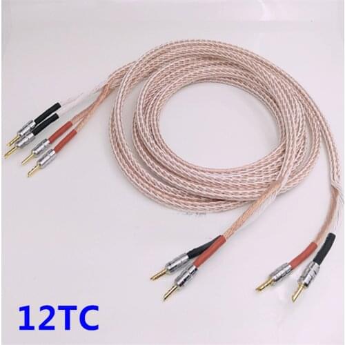 Pair 12TC Hifi Speaker Cable High Quality Pure OCC Speaker Wire With Banana Jack