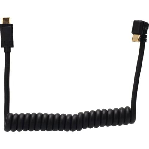 180 Degree U Shape Type C To Type C Male To Male USB C Charging Cable, 4K Video Spring Spiral Coild USB C Cable