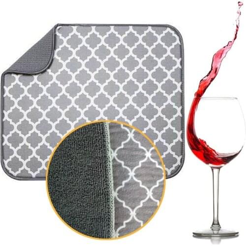 Dish Drying Mat 30*40cm for Kitchen Sink Drainer Microfiber Cushion Pad Tableware Tea Towel Absorbent Home Kitchen Placemat