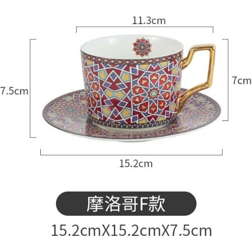 Colorful Bone Porcelain Afternoon Tea Cup And Saucer Set Ceramic Coffee Cup With saucer Stainless Spoon 200ml Home Drinkware