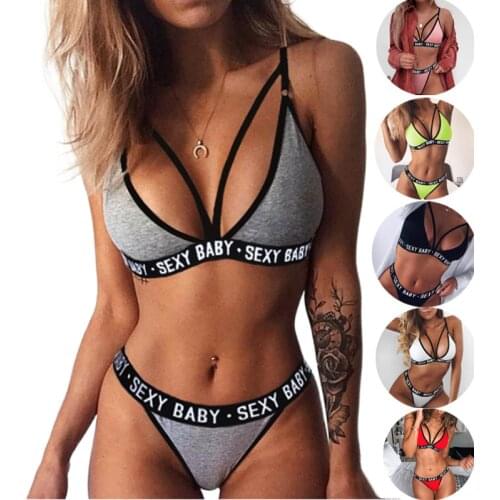 2021 Summer New Bikini Suit Sexy Sports Underwear Girl Sexy Bandage Corset Bra + Thong Panties Set Swimsuit