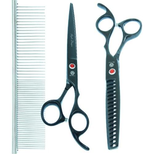 Purple Dragon 7 inch Pet Scissors Professional Dog Grooming Shears Japan Steel Straight Cutting Thinning Curved Clipper B0027B