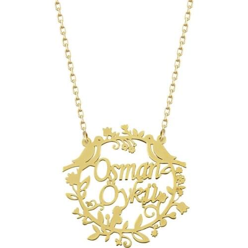 Personalized Lovebirds in Silver Is Necklace DN217