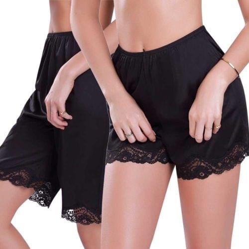 Womens Sleepwear Premium Safety Pants Classic Trouser Shorts Pants Satin Half Slip With Lace Trim Solid Pants