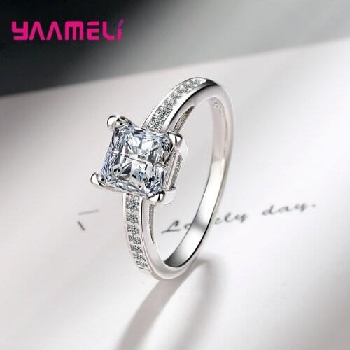 Luxury 925 Sterling Silver Wedding Engagement Rings For Women Girls CZ Cubic Zirconia Fashion Jewelry Wholesale