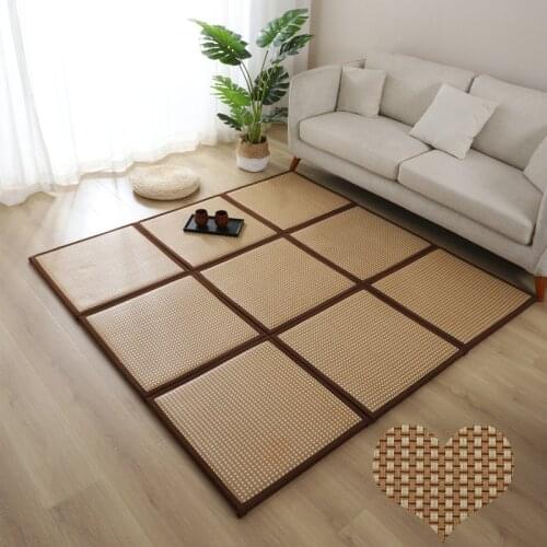 Folding Rattan Floor Mat Thick Living Room Floor Sleeping Mat Rattan Japanese Tatami Carpet Pad Summer Baby Play Mat Non-Slip