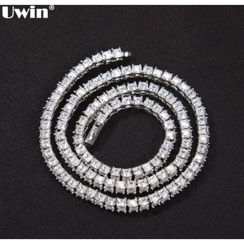 UWIN 6mm Tennis Chain Necklaces for Women and Men AAA Iced out Cubic Zirconia Necklace Gold/Silver Color Hip Hop Jewelry