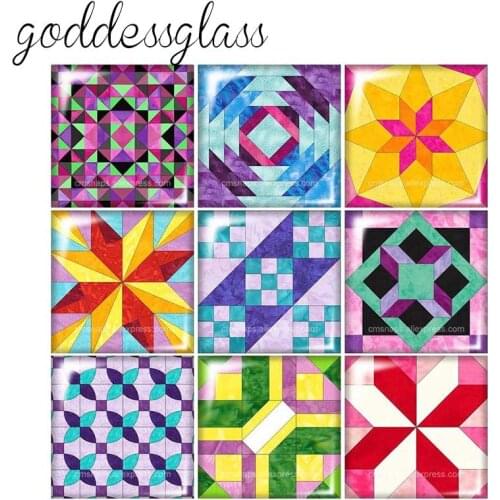 New Origami patterns Geometric shapes 12mm/20mm/25mm/30mm Square photo glass cabochon demo flat back Making findings FB0003