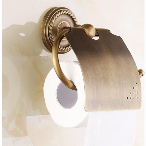 Copper antique toilet paper holder, European room roll paper rack, Retro bathroom tissue paper holder, Free shipping