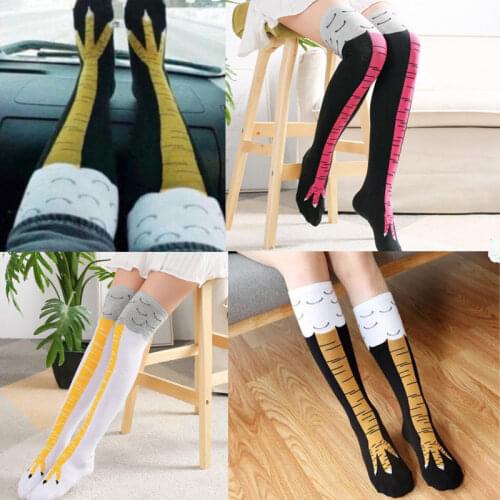 Funny 3D Chicken High Stockings Creative Cartoon Animals Thigh Stockings Womens Mens