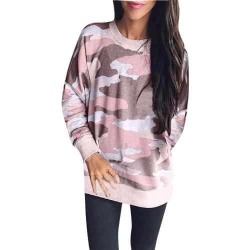 Women Hoodies 2021 Oversized Camo Print Long Sleeve Pullover Winter Windproof Warm Sweatshirts Comfy O Collared Sweater Tracksui