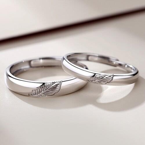 Fashion Couple Lover Ring Pure 100% 925 Sterling Silver Leaf Ring For Women Men Anniversary Wedding Jewelry Accessories Gift