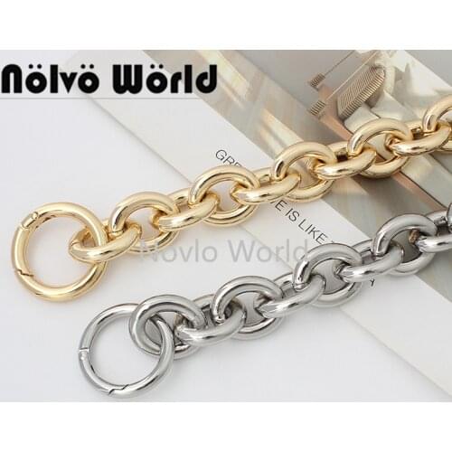 Gold/silver 30-120cm 23mm Oversize Large Thick Chains Light Weight Alumium Women bag cool handbag shoulder strap Carabiner chain