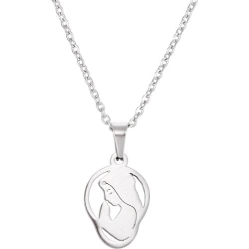 1Pc Fashion Blessing Madonna Maria Pendant Stainless Steel Necklace Chokers Statement Necklace For Women Girls Luck Gift