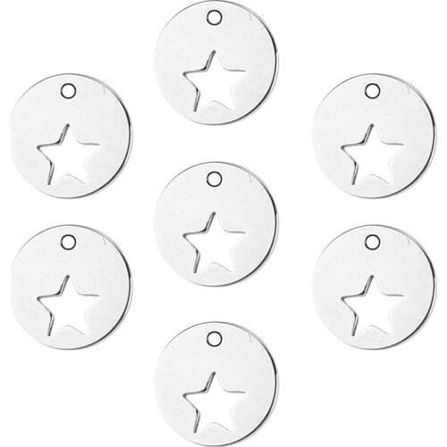10pcs/lot 12mm Stainless Steel Round Metal Star Connectors For Bracelet Necklace Charms Animal Connectors Jewelry Making