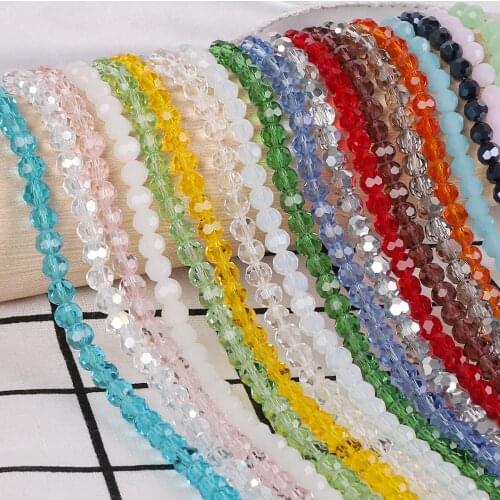 100pcs 4mm Multicolor Crystal Glass Beads Austria Faceted Ball Bicone Loose Spacer Bead for DIY Earrings Bracelet Jewelry Making