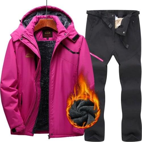 2020 New Winter Womens Ski Suit Warm Windproof Waterproof Fleece Jacket+Pants sets Outdoor Hiking Snow Skiing Snowboard Suits