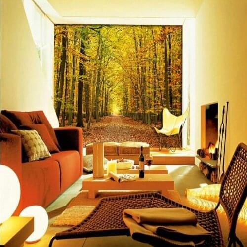 Custom 3d mural 3D custom wallpaper mural decoration bedroom living room sofa TV background pastoral golden autumn murals