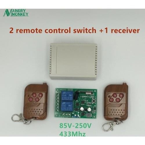 433Mhz Universal Wireless Remote Control Switch AC 250V 110V 220V 2CH Relay Receiver Module and 2pcs RF 433 Mhz Remote Controls