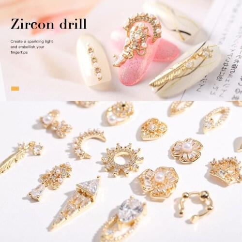 5pcs Valentines Day zircon drill metal nail art decorations Extended fingernail alloy nail accessories luxury nail art supplies