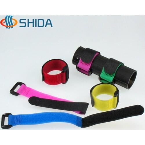 50pcs/lot 2*30cm Nylon Cable Ties Fastening Strap Hook and Loop Magic Tape with Plastic Buckle for Wire Management