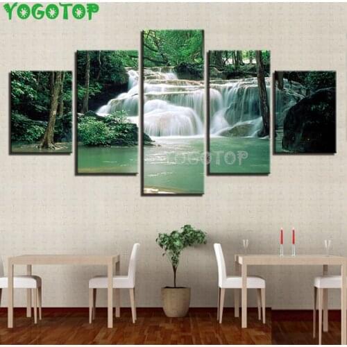 5D DIY diamond embroidery 5 Pieces Forest Lake Waterfall diamond painting full square round Rhinestone mosaic decor ML1431