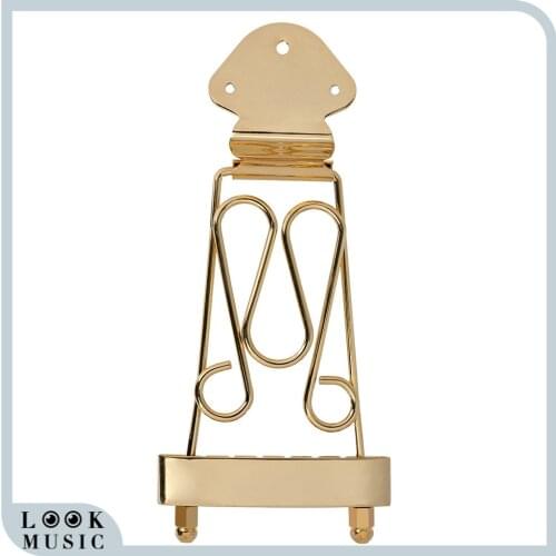 6 String Trapeze Tailpiece Bridge Metal with Screws Replacement Accessories for Jazz Guitar with Wired Frame Hollow Semi Hollow