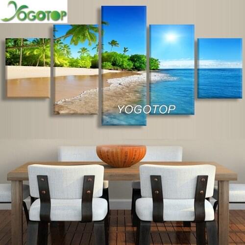 YOGOTOP DIY Diamond Painting Cross Stitch Full Embroidery 5D Square/Round Drill Mosaic Decor Sunshine beach landscape 5pcs ML683