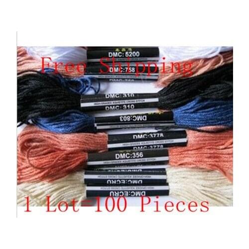 Free Shipping Similar DMC Threads Total 100 PCS 8 Meters Long, 6 Strand Cross Stitch Thread Floss Cotton Wire