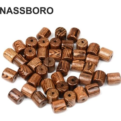 8MM Cylinder Wood Beads Round Wenge Wooden Beads For Jewelry Making Bracelet Necklace Diy Spacer Bead Decoration Craft NASSBORO