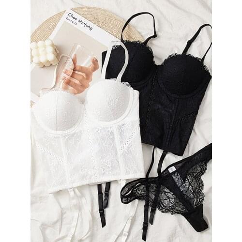 Bra women gather women lingerie small breasts underwear set lace upper support bra panties set sling steel ring lingerie