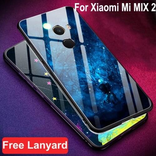 Tempered Glass Case For Xiaomi Mi Mix 2 Case Soft Silicone Frame Hard Cover 5.99'' For Mi mix2 Case mimix2 cases phone shell