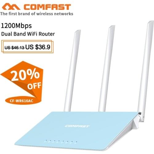 Comfast 1200Mbps Gigabit Home Wireless-N WiFi Router With 1 Wan 3 Lan RJ45 ports 802.11ac wi-fi Router 3*5dBi external Antennas