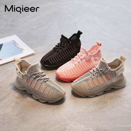 Children Sneakers Kids Soft Bottom Non-slip Running Sports Shoes Fashion Knitting Breathable Mesh Boys Girls Casual Sneakers
