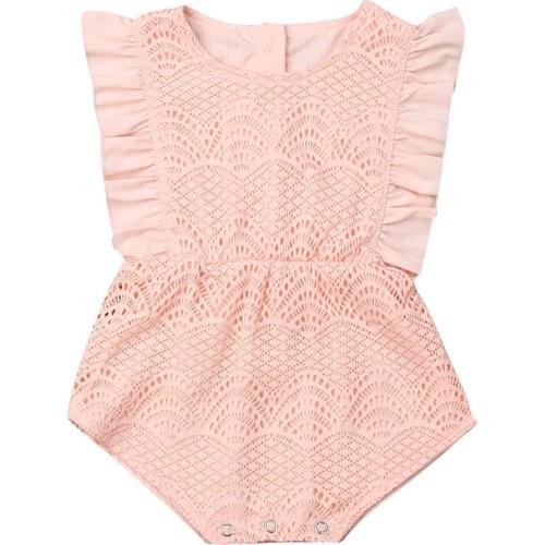 Baby Bodysuit Newborn Baby Girls Flower Summer Solid Lace Bodysuit Jumpsuit Outfit Set Playsuit