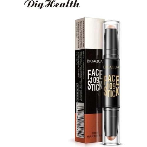 Dighealth 3D Double Head Highlighter Countour Stick Makeup Bronzer Face Concealer Pen Cosmetic Foundation Stick