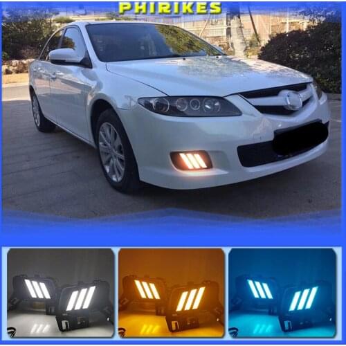 2pcs For Mazda 6 Mazda6 2006-2015 LED DRL Daytime Running Light Daylight Waterproof Turn Signal lamp