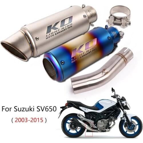 2003-2015 SV650 Slip-on Exhaust Set Motorcycle Middle Pipe 51mm Mufflers with Removable DB Killer Escape Stainless Steel Tips