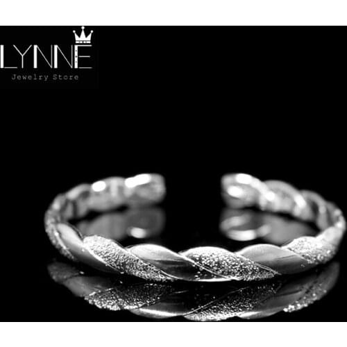 Hot Sale Fashion Twist Weave Silver Plated Bangle Open Adjustable Frosted Gradient Silver Color Cuff Bracelet Women&Girl Jewelry