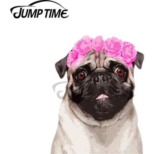 JumpTime 13 x 3.6cm For PUG Windows Motorcycle RV Dog Car Stickers Animal Personality Windows Deal Cartoon Graphics