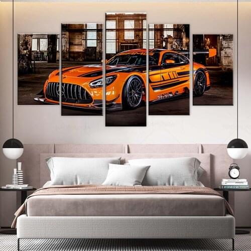 Canvas 5pcs Painting Home Decoration Wall Art AMG GT3 Supercar Picture Car Prints Modular Modern Frame Poster For Living Room