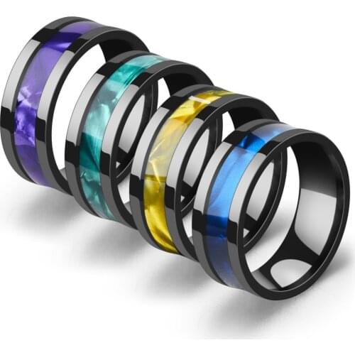 AsJerlya 8mm Ring Stainless Steel Women Ring Shell Ring Fashion Titanium Steel For Men Ring Wholesale Jewelry anilllos de mujer