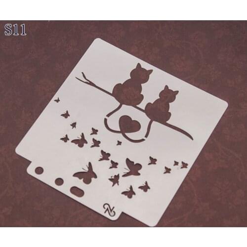 Lovely cat butterfly Layering Stencils for Diy scrapbook/photo album Decorative Embossing coloring,painting stencil,home decor