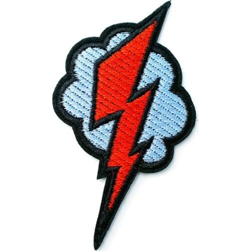 Lightning 4.2x8cm DIY Badge Patches Clothing Cute Cartoon Patch Fabric Sewing Embroidered Applique Jacket Jeans Clothing Badges